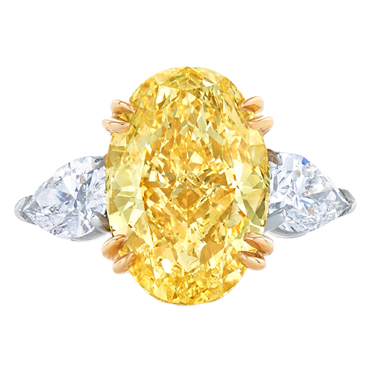 Engagement Ring with an Oval Diamond and Side Stones in Platinum and 18K Yellow Gold, Style # F-17601VY-0-DIA-PT8Y