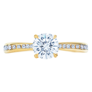 Only You Engagement Ring with a Round Diamond and Channel Set Band in 18K Yellow Gold, Style # F-17718A-0-DIA-18KY