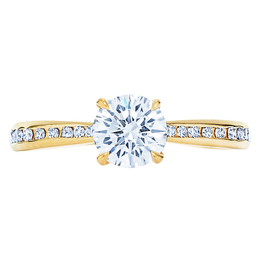 Only You Engagement Ring with a Round Diamond and Channel Set Band in 18K Yellow Gold, Style # F-17718A-0-DIA-18KY