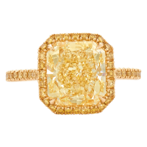 The Kwiat Setting Engagement Ring with a Radiant Yellow Diamond and Pavé in 18K Yellow Gold, Style # F-17751RY-0-DIA-18KY