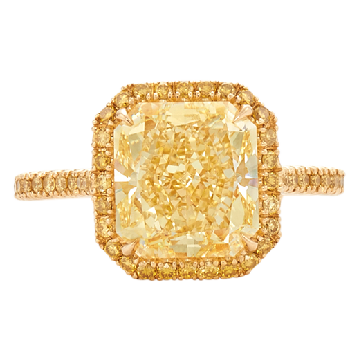 The Kwiat Setting Engagement Ring with a Radiant Yellow Diamond and Pavé in 18K Yellow Gold, Style # F-17751RY-0-DIA-18KY