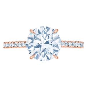 The Kwiat Setting Engagement Ring with a Round Brilliant Diamond and Pavé Band in 18K Rose Gold, Style #F-17691A-0-DIA-18KP