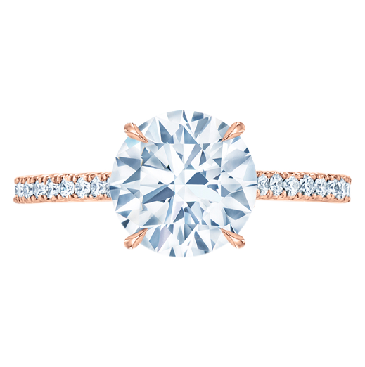 The Kwiat Setting Engagement Ring with a Round Brilliant Diamond and Pavé Band in 18K Rose Gold, Style #F-17691A-0-DIA-18KP