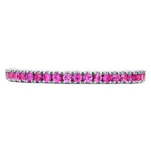 Stackable Slim Ring with Pink Sapphires in 18k White Gold, Style #W-14401-0-PSA-18KW