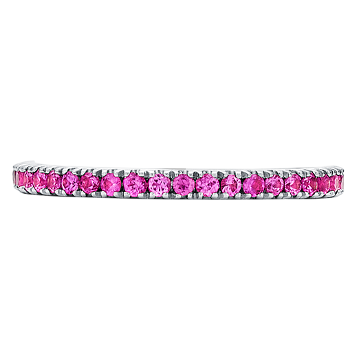 Stackable Slim Ring with Pink Sapphires in 18k White Gold, Style #W-14401-0-PSA-18KW